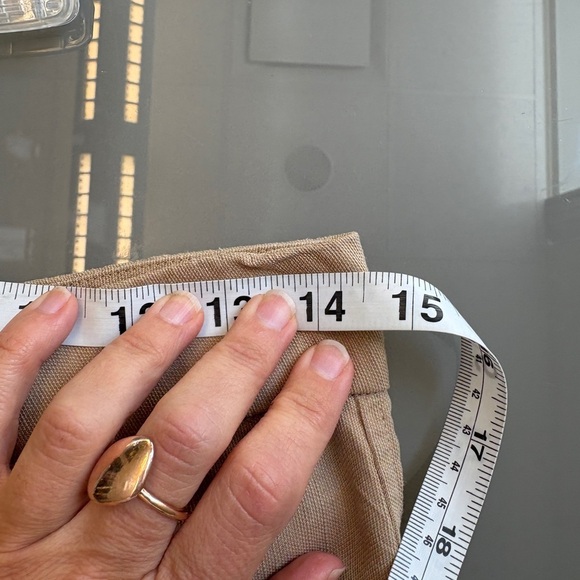 Aritzia Wilfred Tan Straight Leg High Waist Crop Pants Sustainable Linen Small - Picture 9 of 12